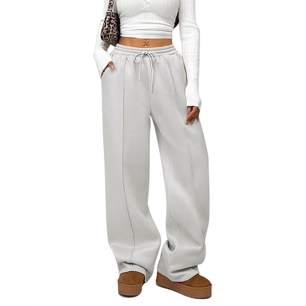 Seam Front Drawstring Wide Leg Sweatpants
