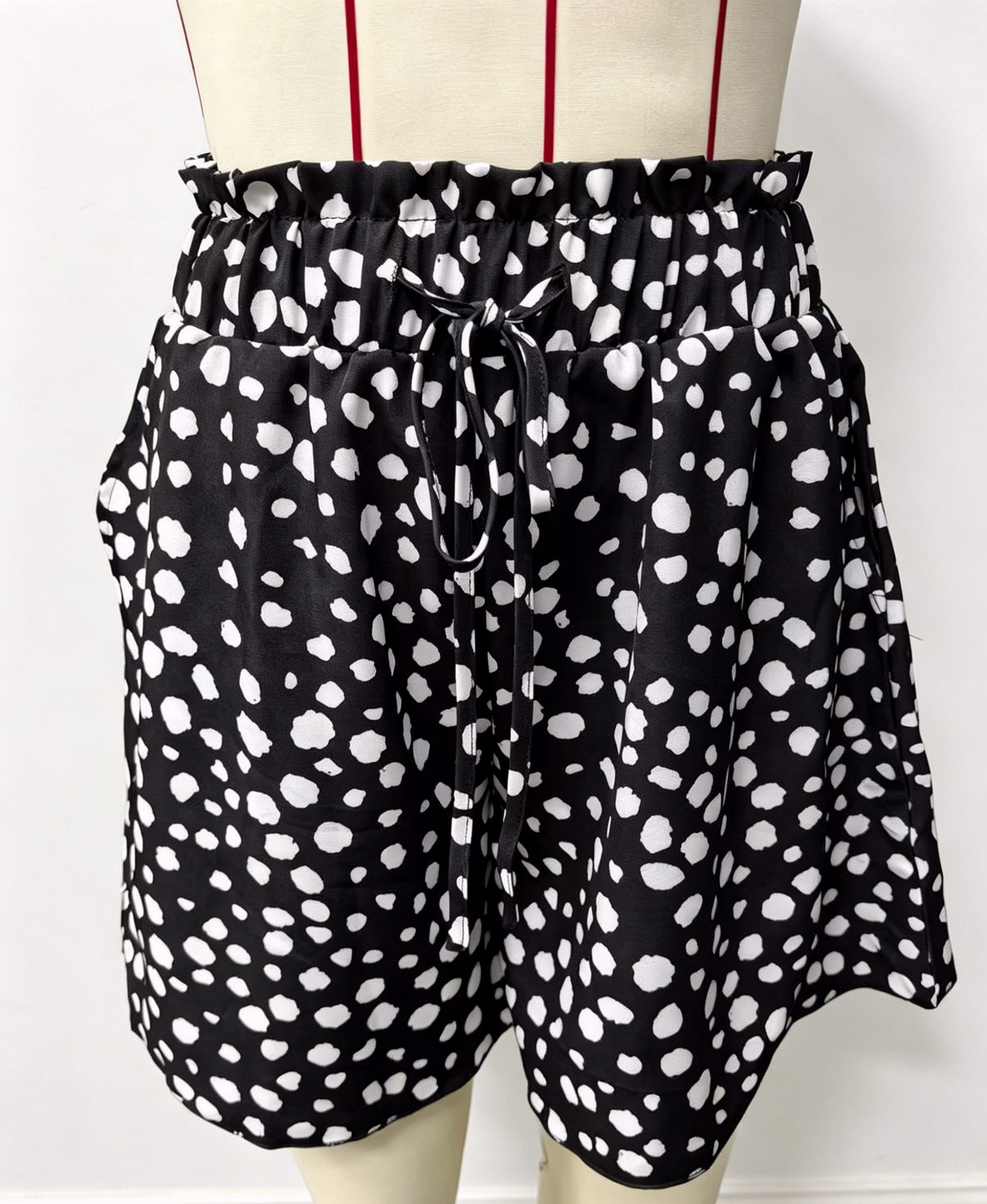 High Waist Flowy Wide Leg Beach Shorts - Black
