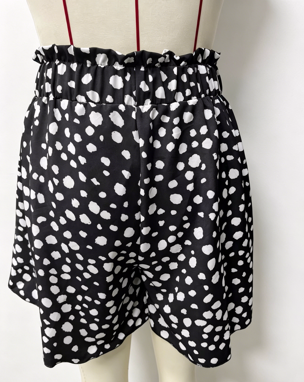 High Waist Flowy Wide Leg Beach Shorts - Black - 2