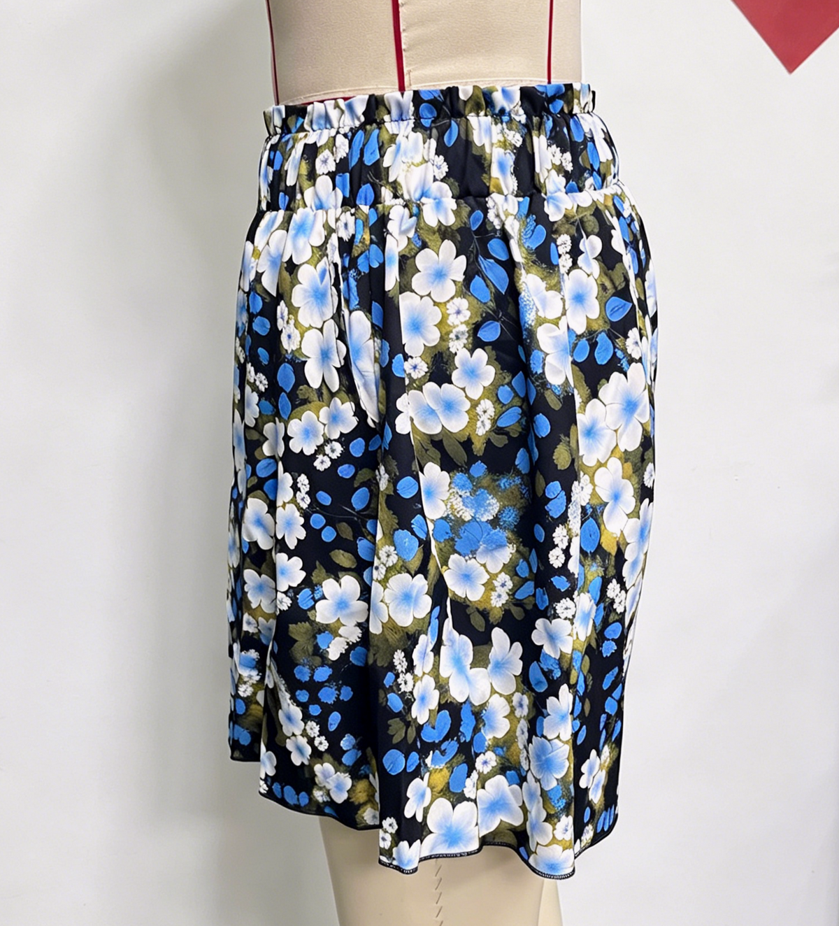 High Waist Flowy Wide Leg Beach Shorts - Blue - 2