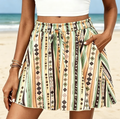 High Waist Flowy Wide Leg Beach Shorts - Yellow