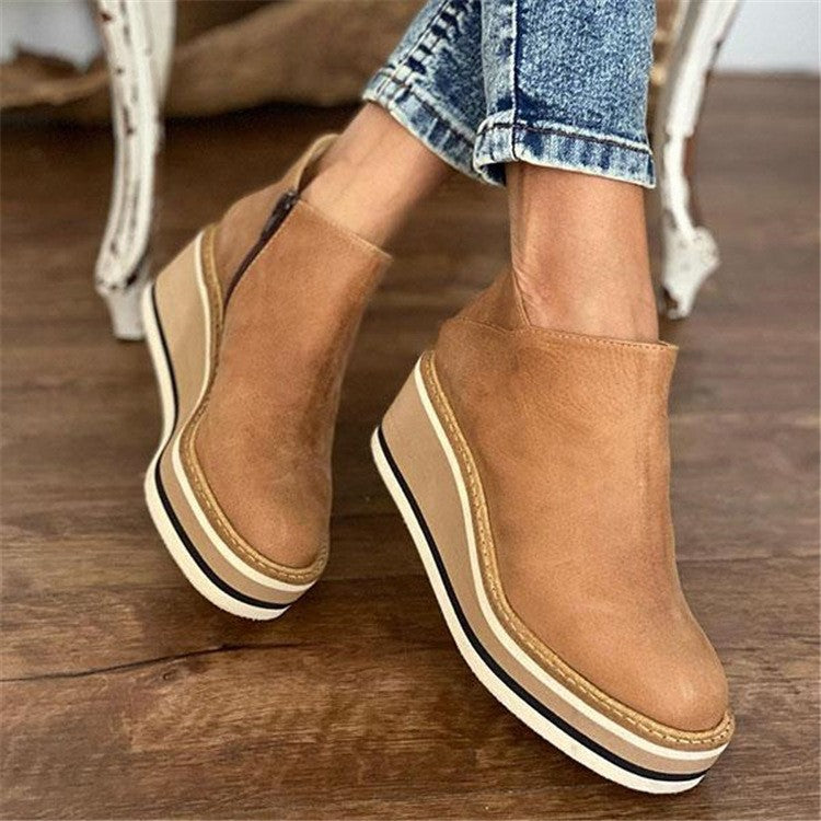 Platform Wedge Side Zip Ankle Booties
