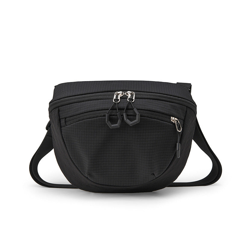 Half Moon Zip Crossbody Sling Bag - Black