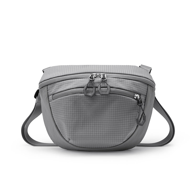 Half Moon Zip Crossbody Sling Bag - Grey