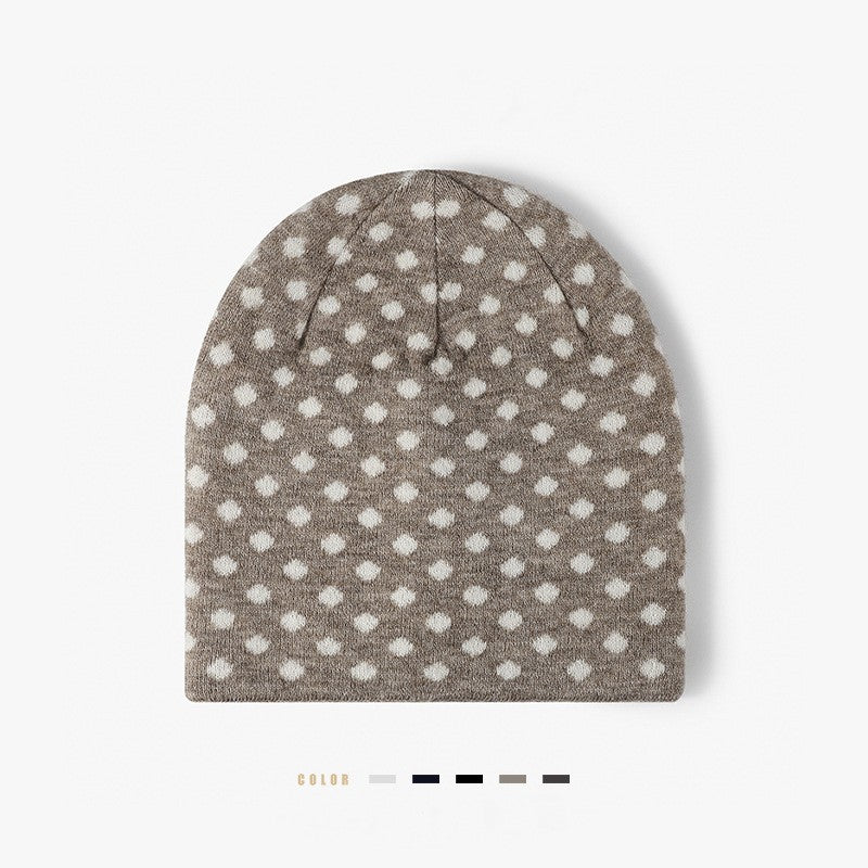 Polka Dot Jacquard Winter Beanie Hat