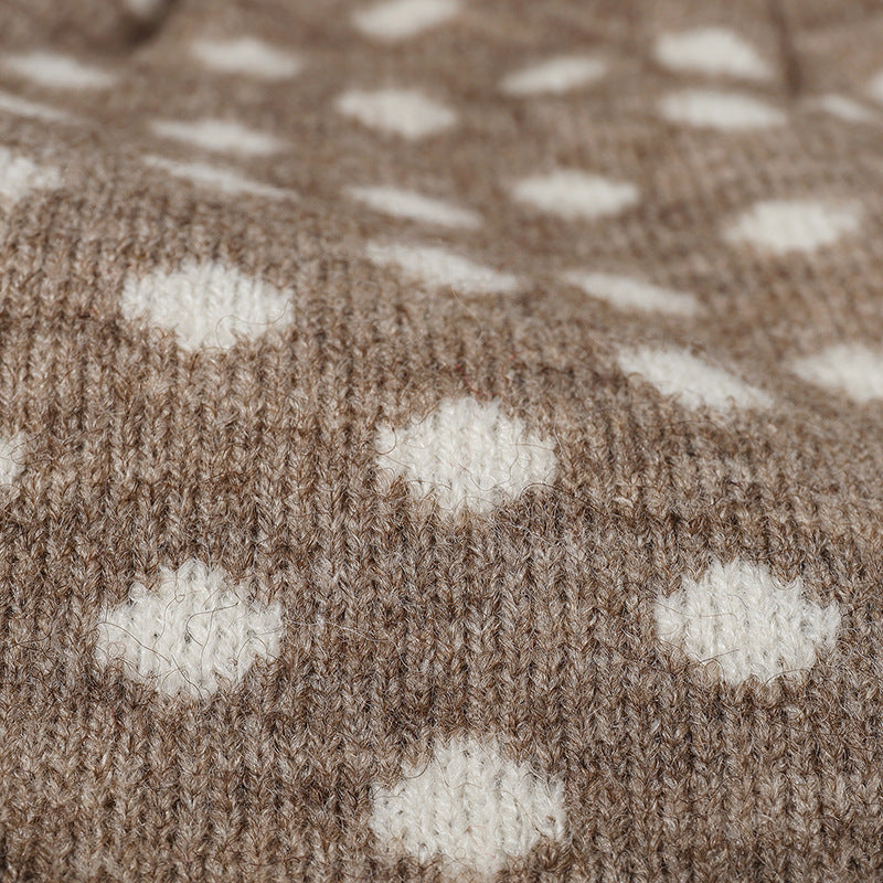 Polka Dot Jacquard Winter Beanie Hat - view 1