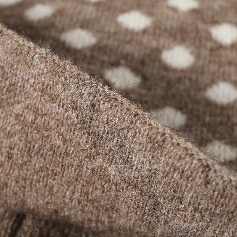 Polka Dot Jacquard Winter Beanie Hat - view 2