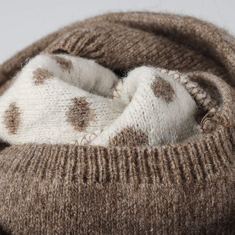 Polka Dot Jacquard Winter Beanie Hat - view 3