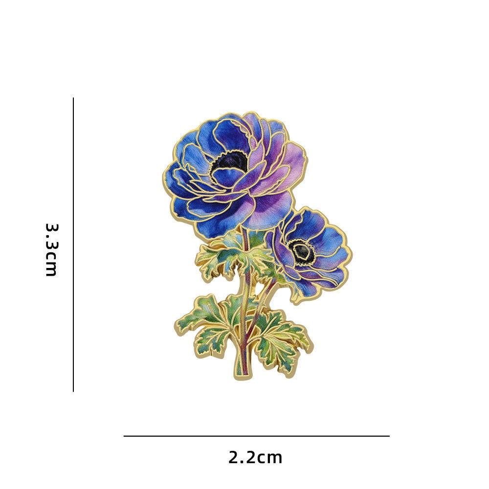 Garden Bloom Enamel Brooch Pin Twelve Styles - C4