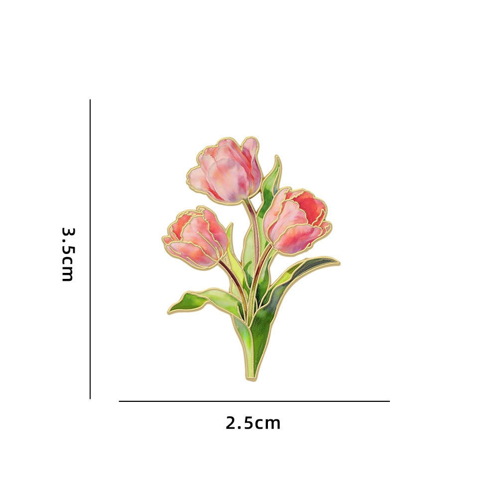 Garden Bloom Enamel Brooch Pin Twelve Styles - C9