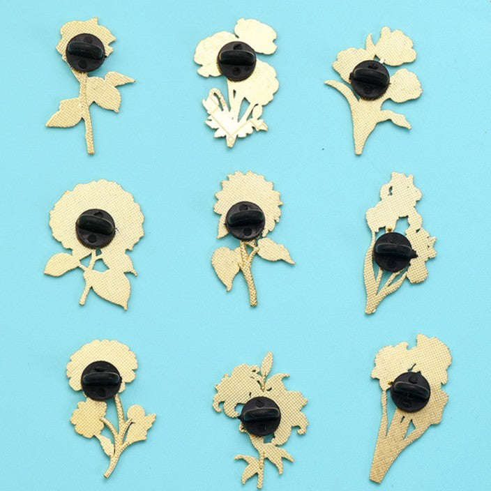 Garden Bloom Enamel Brooch Pin Twelve Styles - view 1