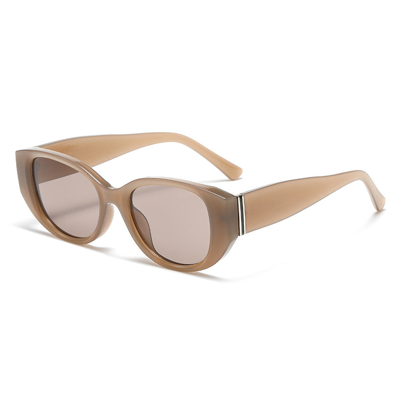 Bold Acetate Cat-Eye Sunglasses in Retro Earth Tones - Grey Tea