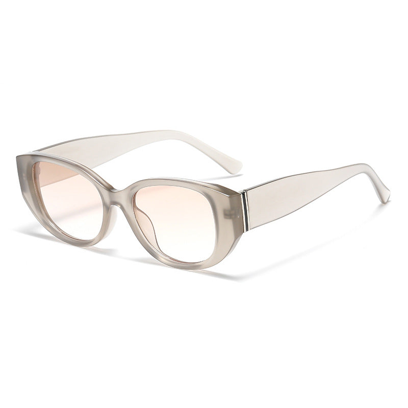 Bold Acetate Cat-Eye Sunglasses in Retro Earth Tones - Grey Orange