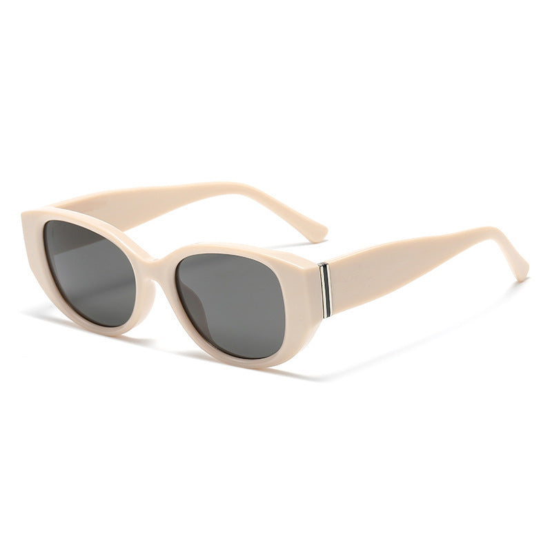 Bold Acetate Cat-Eye Sunglasses in Retro Earth Tones - Pale Pink