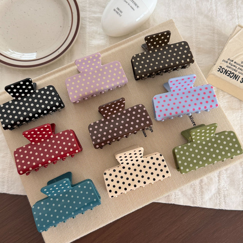 Polka Dot Hair Claw Clip with Glossy Finish