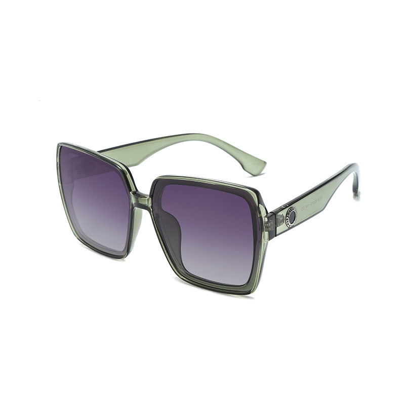 Oversized Square Sunglasses with Metal Accent - Green