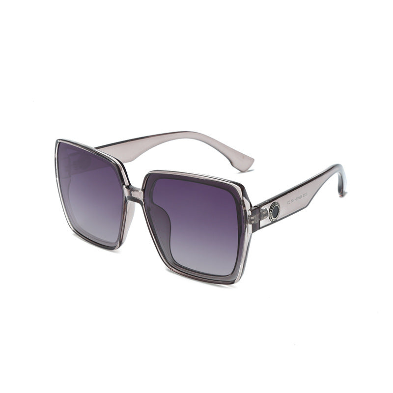 Oversized Square Sunglasses with Metal Accent - Grey