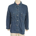 Relaxed Denim Overshirt With Curved Hem - Blue