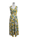 Abstract Patchwork Print Sleeveless Maxi Dress - Yellow
