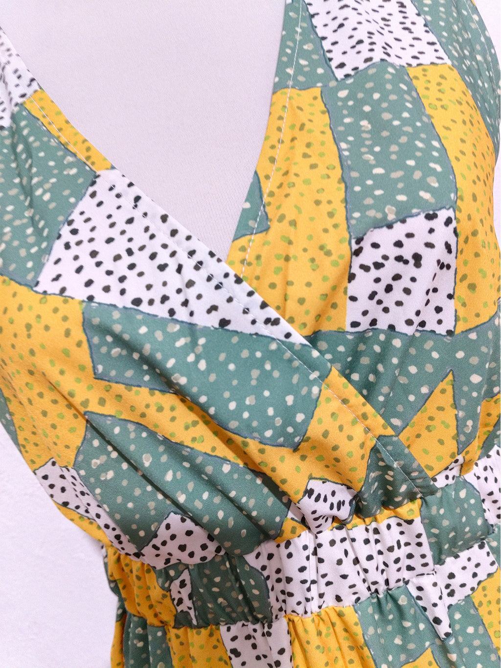 Abstract Patchwork Print Sleeveless Maxi Dress - Yellow - 2
