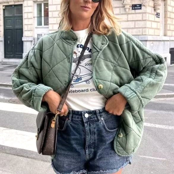 Lightweight Quilted Button Front Jacket - Bean