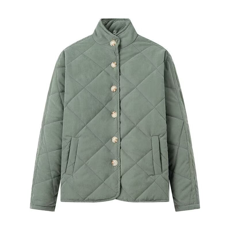 Lightweight Quilted Button Front Jacket - Bean - 1