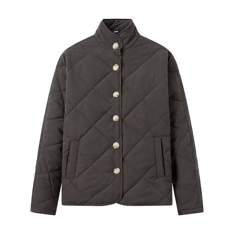 Lightweight Quilted Button Front Jacket - Black