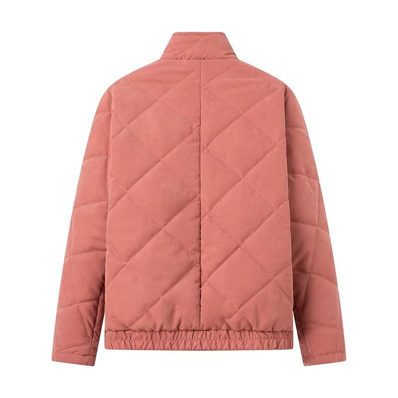 Lightweight Quilted Button Front Jacket - BrickRed - 1