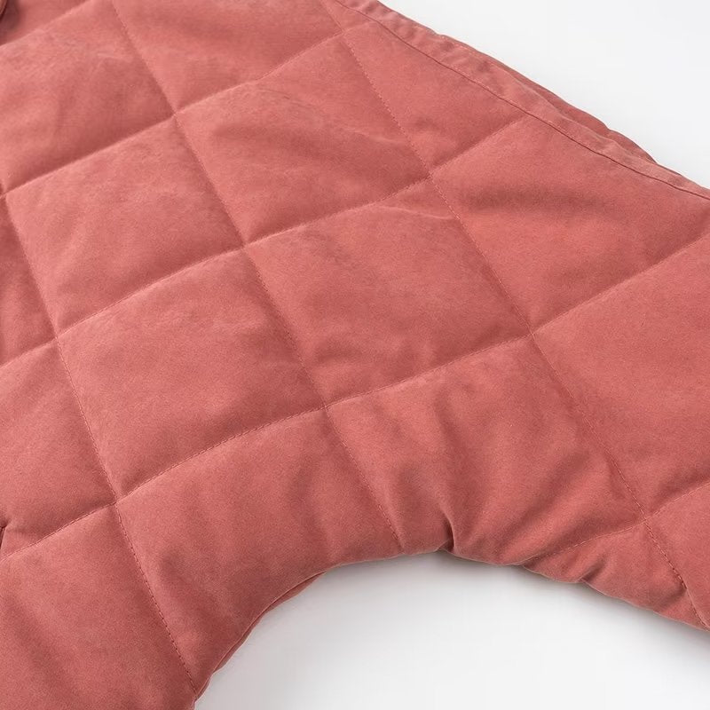 Lightweight Quilted Button Front Jacket - BrickRed - 4