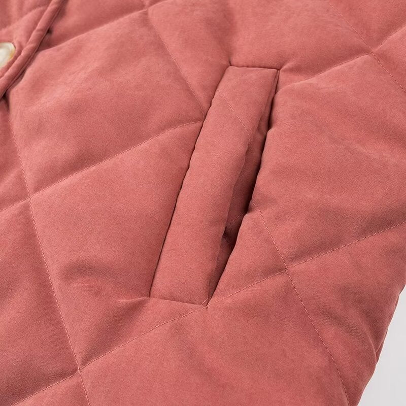 Lightweight Quilted Button Front Jacket - BrickRed - 6