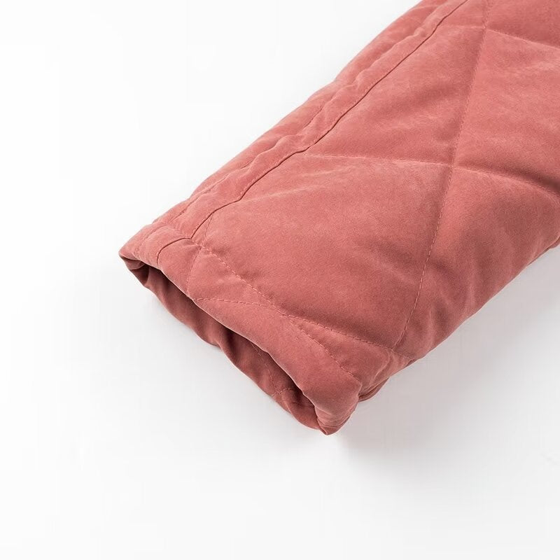 Lightweight Quilted Button Front Jacket - BrickRed - 8