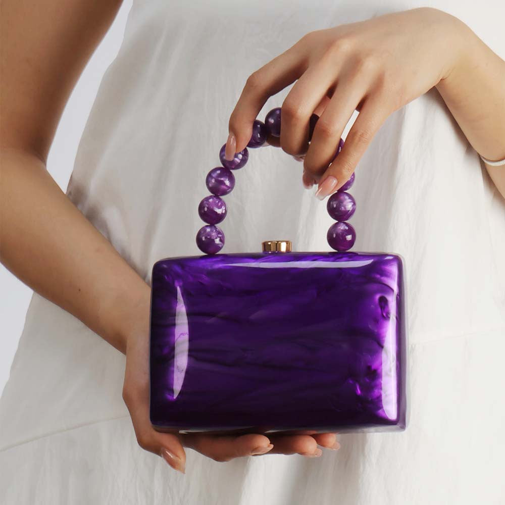 Marbled Acrylic Beaded Handle Mini Bag - view 1