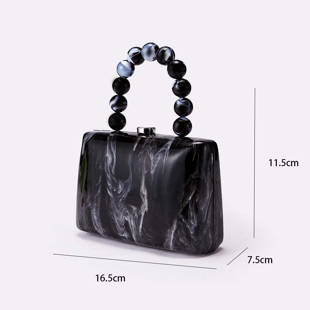 Marbled Acrylic Beaded Handle Mini Bag - view 2