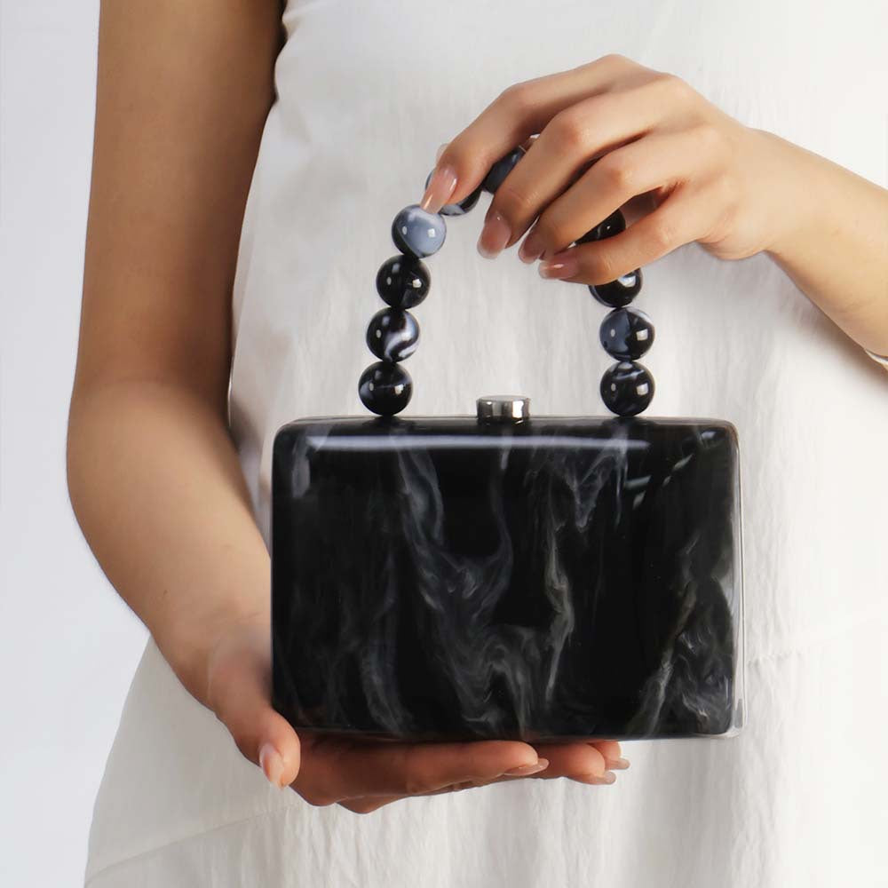 Marbled Acrylic Beaded Handle Mini Bag - view 4