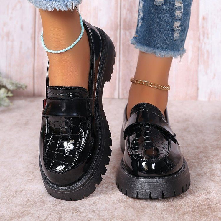 Chunky Lug Sole Patent Penny Loafers