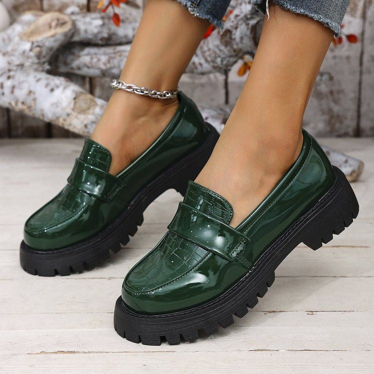 Chunky Lug Sole Patent Penny Loafers