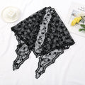 Openwork Lace Triangle Bandana With Ties - Black