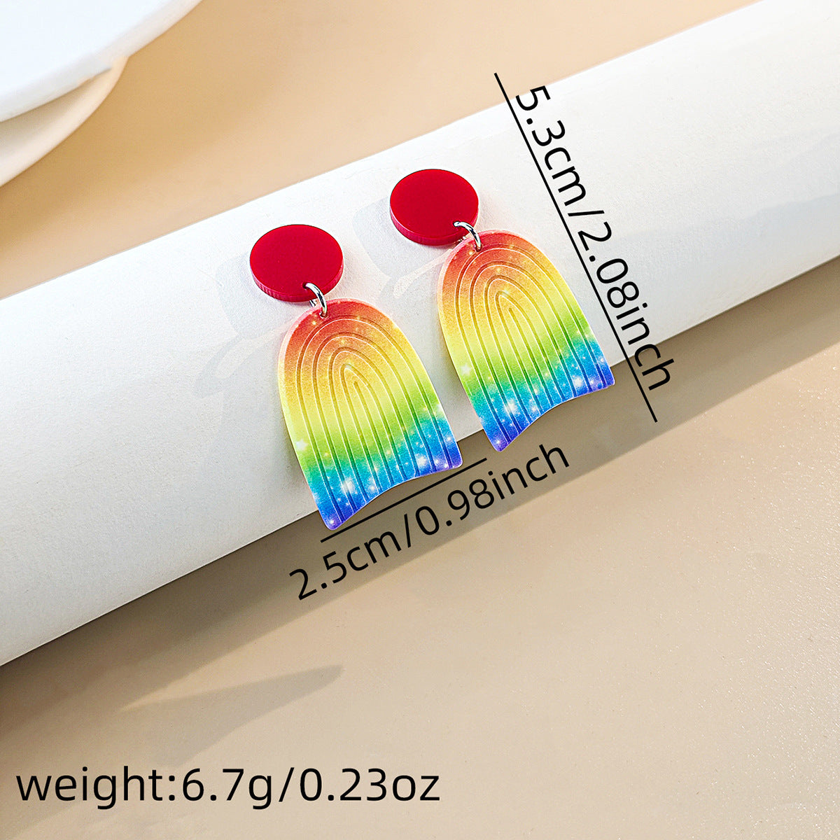 Gradient Ombre Arch Drop Earrings - Red - 1