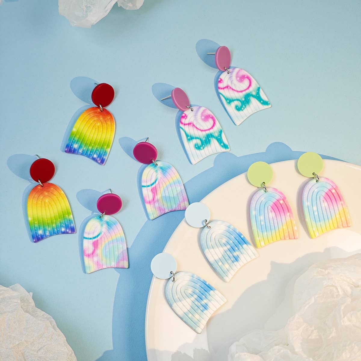 Gradient Ombre Arch Drop Earrings