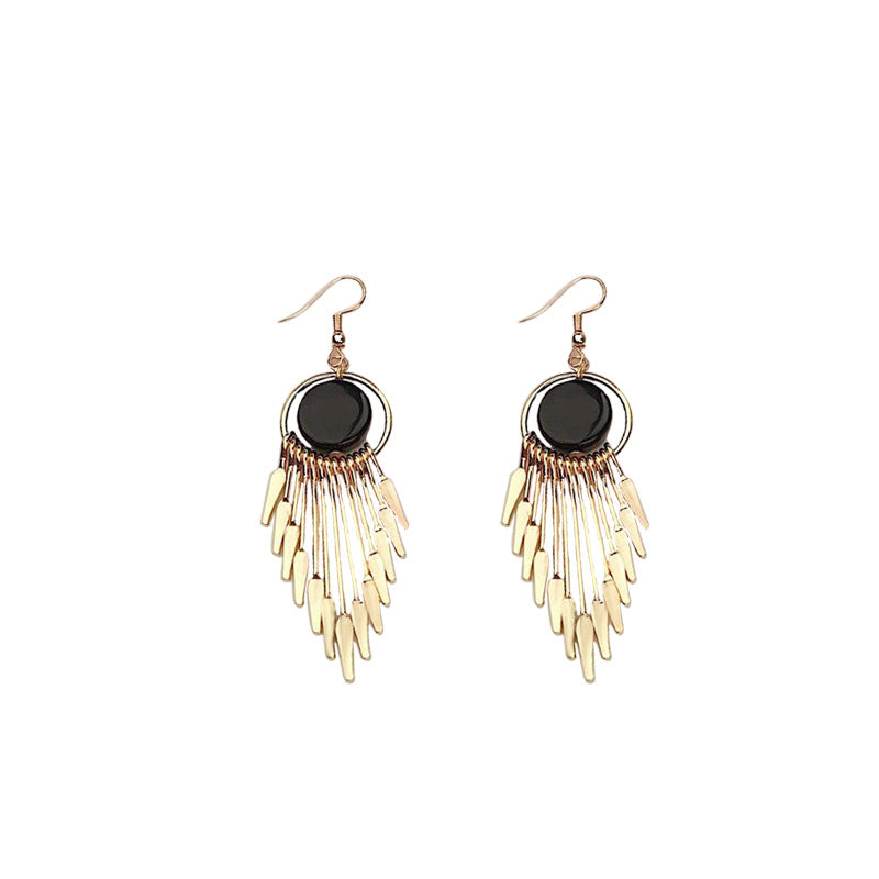 Fringe Disc Boho Tassel Drop Earrings