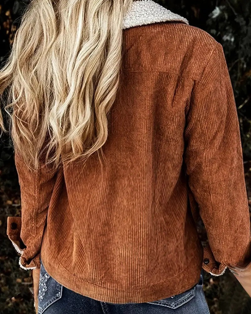 Sherpa Collar Corduroy Trucker Jacket - Curry - 2