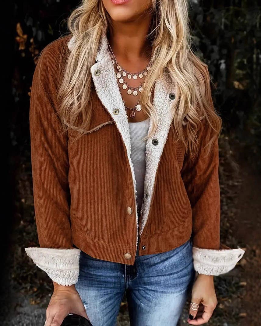 Sherpa Collar Corduroy Trucker Jacket