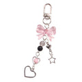 Beaded Bow Charm Heart Keychain - Color_1
