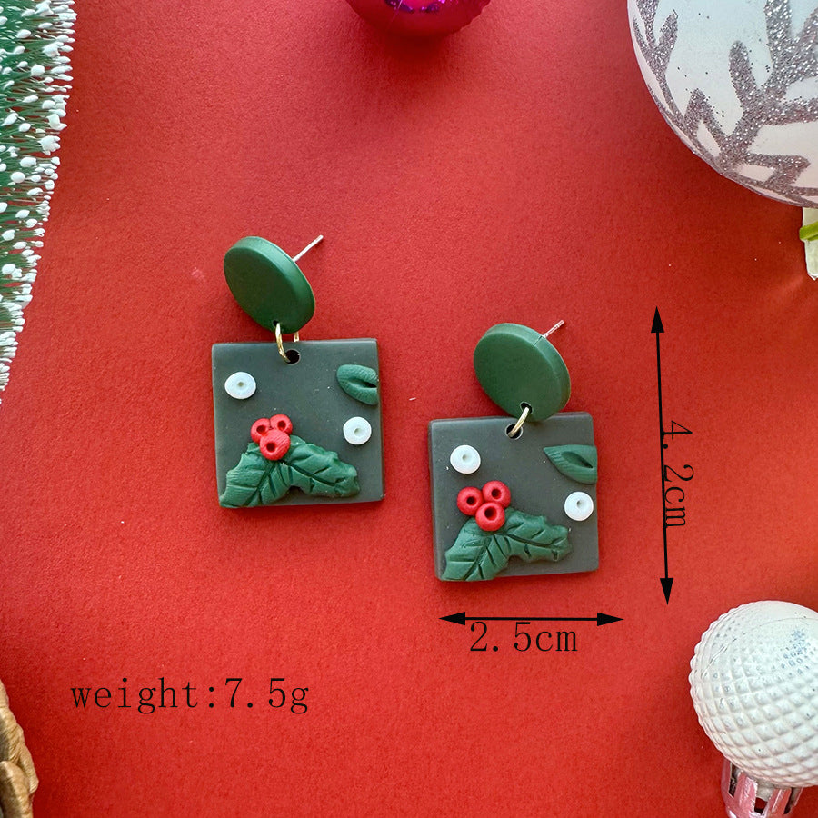 Handmade Clay Holiday Dangle Earrings - NO-B