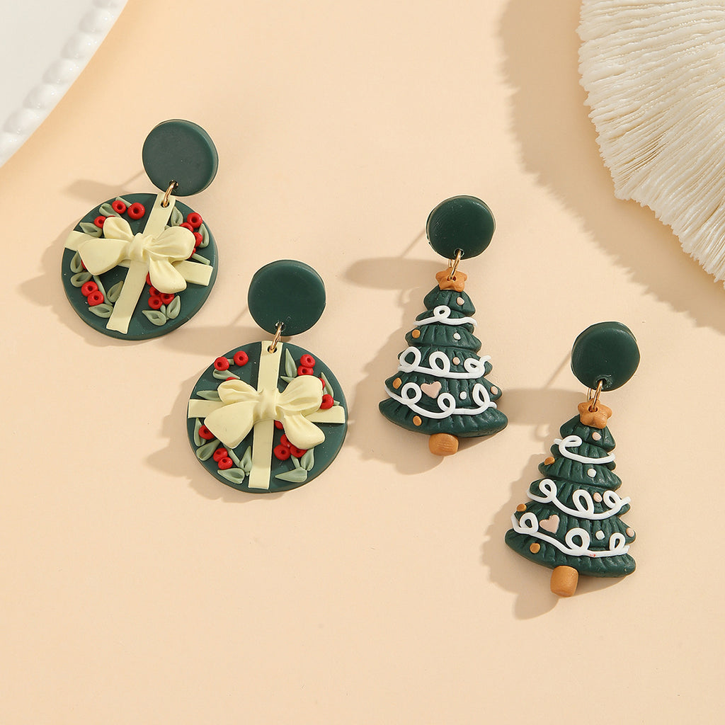 Handmade Clay Holiday Dangle Earrings - NO-C - 3
