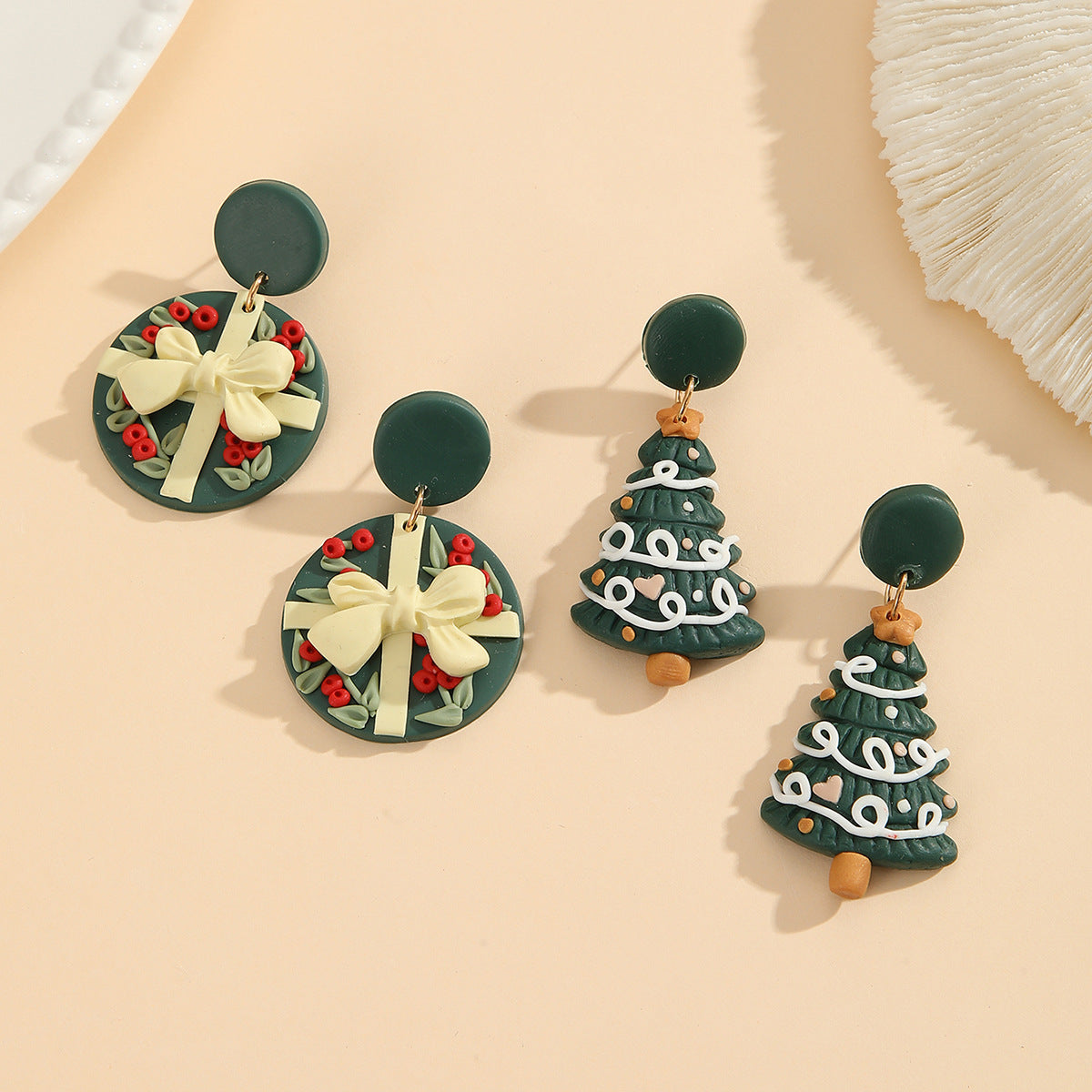 Handmade Clay Holiday Dangle Earrings - NO-C - 3