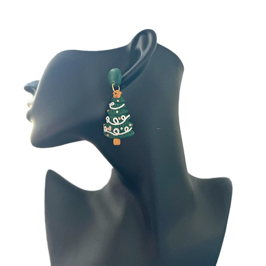 Handmade Clay Holiday Dangle Earrings - view 1