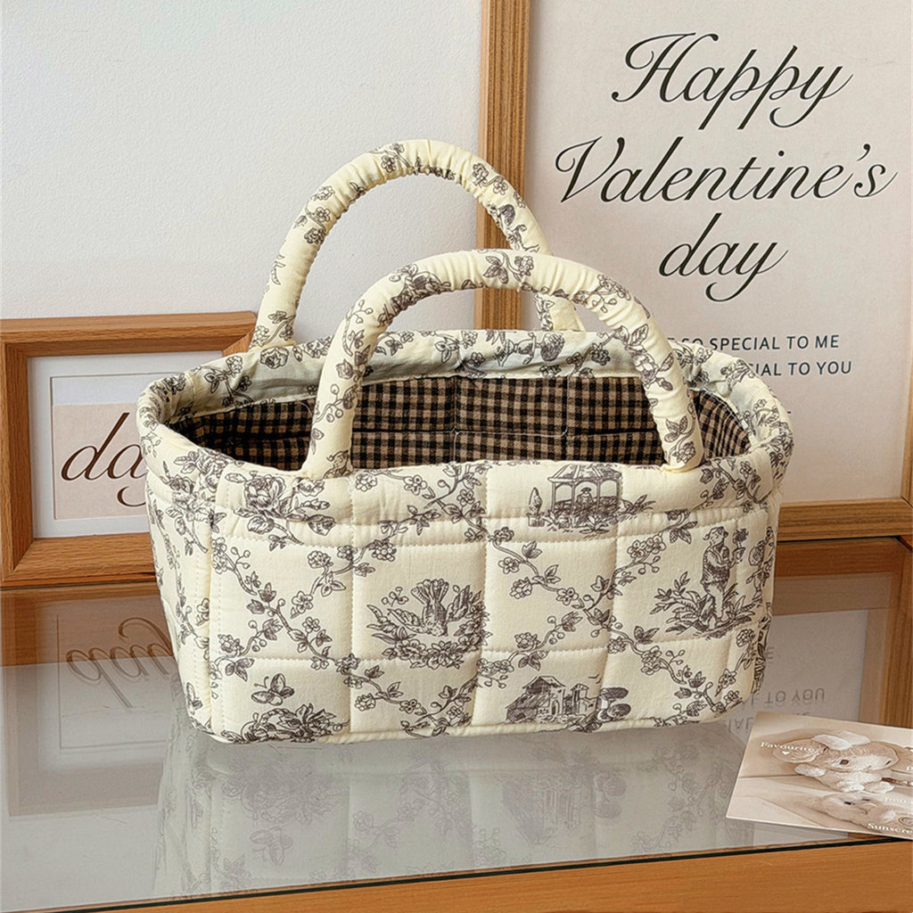 Padded Toile Print Tote With Top Handles - Color_04