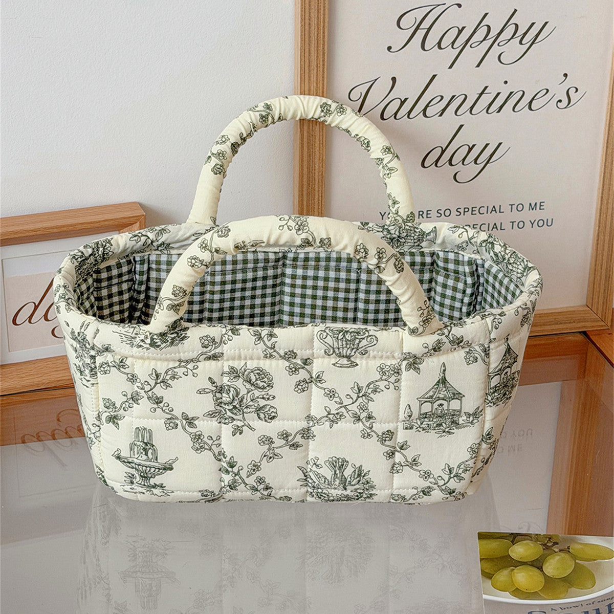 Padded Toile Print Tote With Top Handles - Color_05