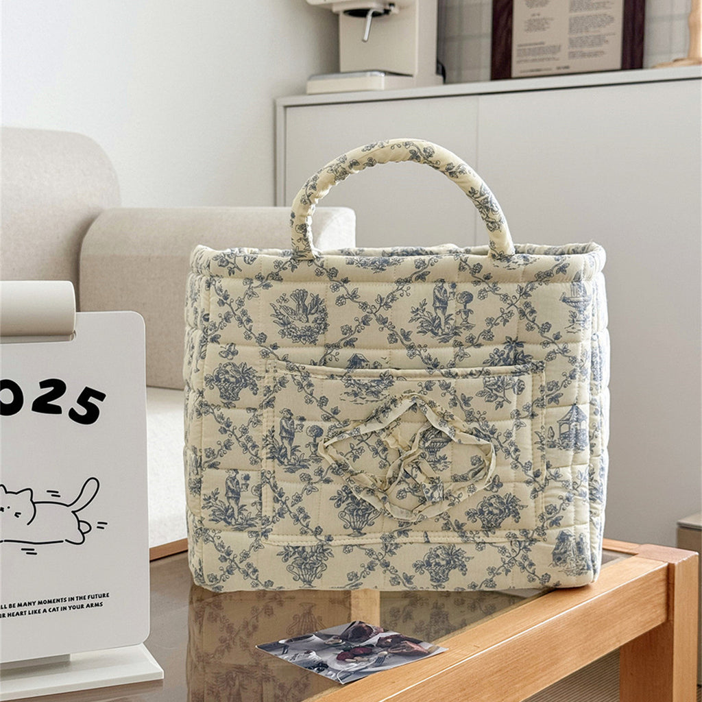 Padded Toile Print Tote With Top Handles - Color_06